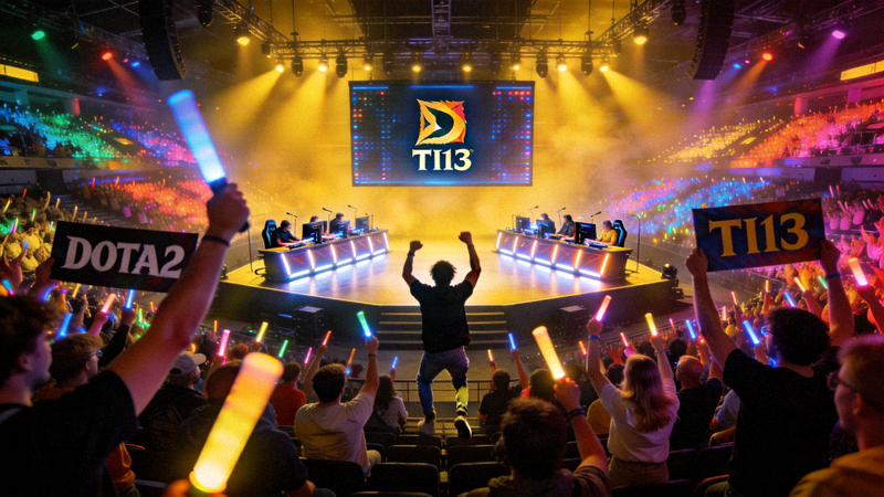 DOTA2国际邀请赛TI13主舞台盛况，观众热情欢呼